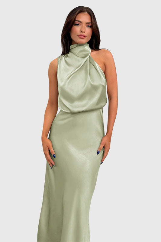 Ava™ | Elegant Satin Halter Gown