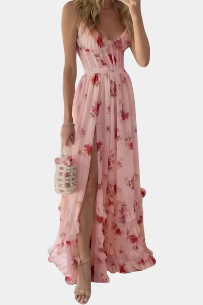 Luna Maxi Corset Dress with Floral Pattern