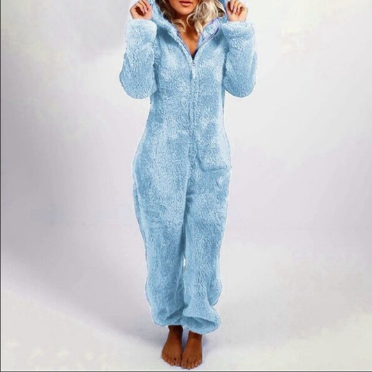 LUMI™ - Comfy Zipper Hooded Long Sleeve Plush Pajama Jumpsuit