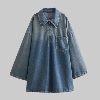 TWALYA™ - Vintage Half Zip Collared Long Sleeve Top