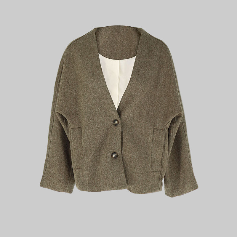 LAYA™ - Chic Button Down Long Sleeve V-Neck Coat