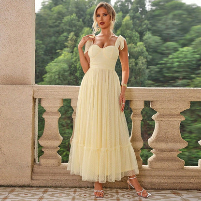 HALI™ - Vintage Ruffle Hem Tie Shoulder Formal Dress